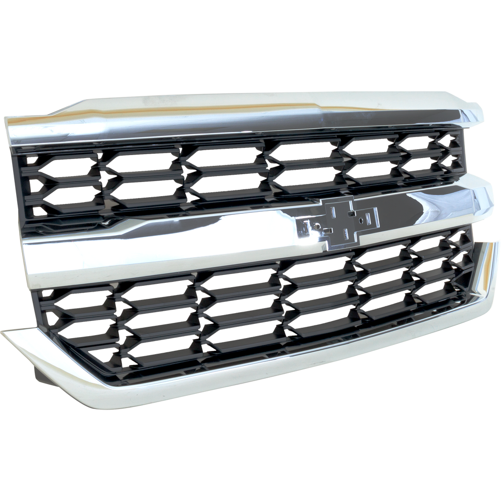 SILVERADO 1500 16-18/SILVERADO 1500 LD 19-19 GRILLE, Textured Dark Gray Shell and Insert, w/ Chrome Molding, (High Country 16-18/LT 16-19 w/o Z71 Pkg.) - CAPA