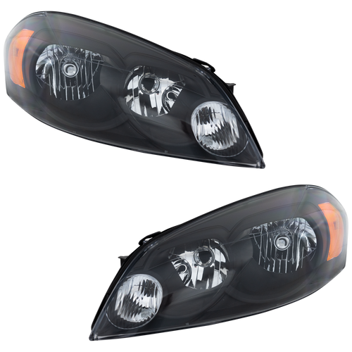 IMPALA 06-13/IMPALA LIMITED 14-16/MONTE CARLO 06-07 HEAD LAMP RH AND LH, Lens and Housing, Halogen, Black Bezel, 2-Piece