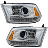 RAM FULL SIZE P/U 09-12 PROJECTOR HEAD LAMP RH AND LH, Assembly, Halogen, Chrome Interior, w/ Quad Lamps, Code LME