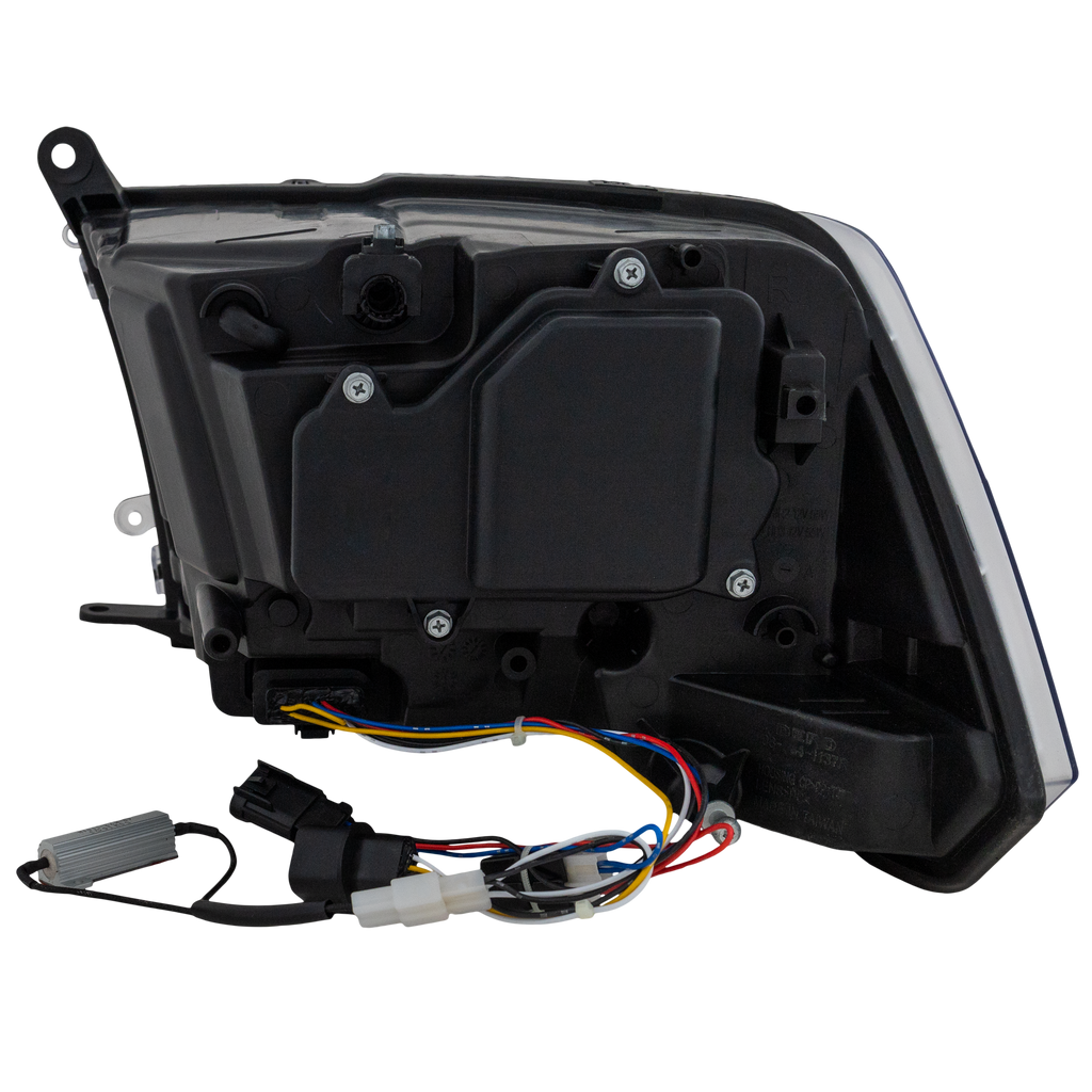 RAM FULL SIZE P/U 09-12 PROJECTOR HEAD LAMP RH AND LH, Assembly, Halogen, Chrome Interior, w/ Quad Lamps, Code LME