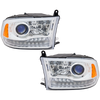 RAM FULL SIZE P/U 09-12 PROJECTOR HEAD LAMP RH AND LH, Assembly, Halogen, Chrome Interior, w/o Quad Lamps, Code LMA