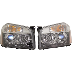 MAGNUM 05-07 HEAD LAMP RH AND LH, Assembly, Black, Halogen, w/o LED, Projector Type, 2-Piece