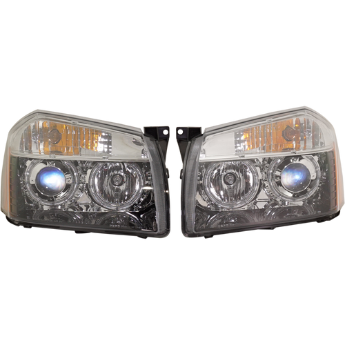 MAGNUM 05-07 HEAD LAMP RH AND LH, Assembly, Black, Halogen, w/o LED, Projector Type, 2-Piece