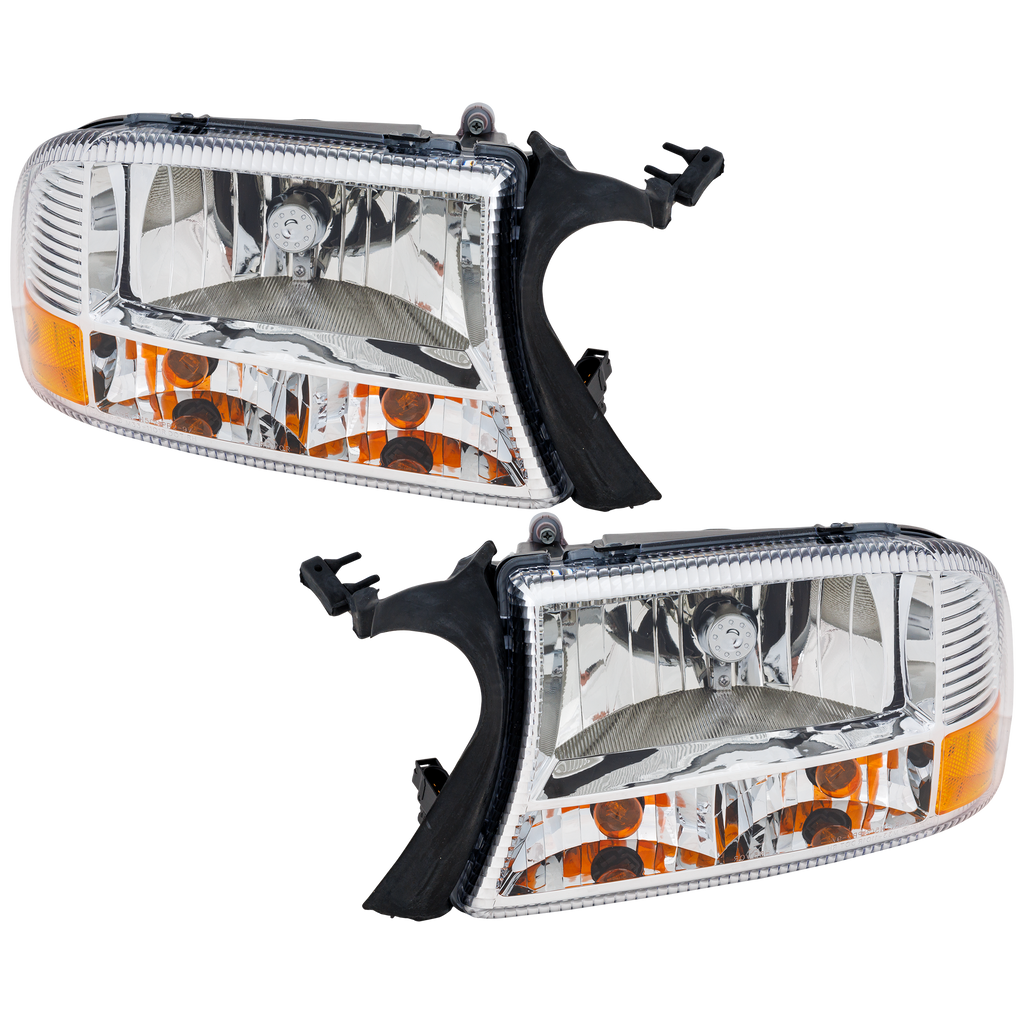 DAKOTA 97-04/DURANGO 98-03 HEAD LAMP RH AND LH, Assembly, Chrome Interior, Diamond Design, 2-Piece