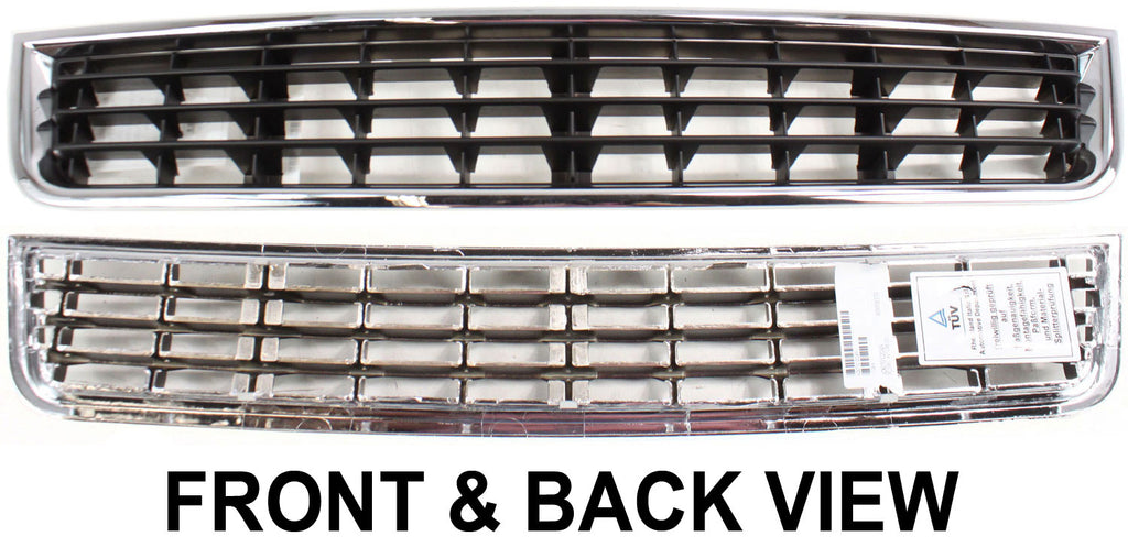A4 02-05 FRONT BUMPER GRILLE, Center, Chrome Shell/Ptd-Black Insert