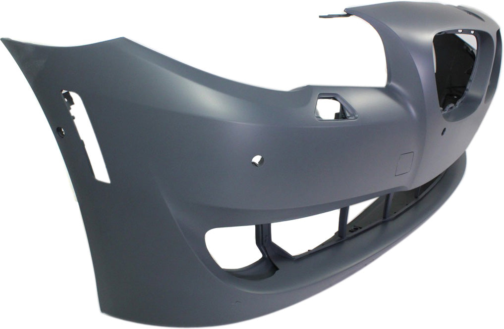 Front Bumper Cover Primed For 2011-2013 BMW 5-Series Without M Package With Park Distance Control Sensor Holes | Side View Camera Sedan Replacement REPB010377P