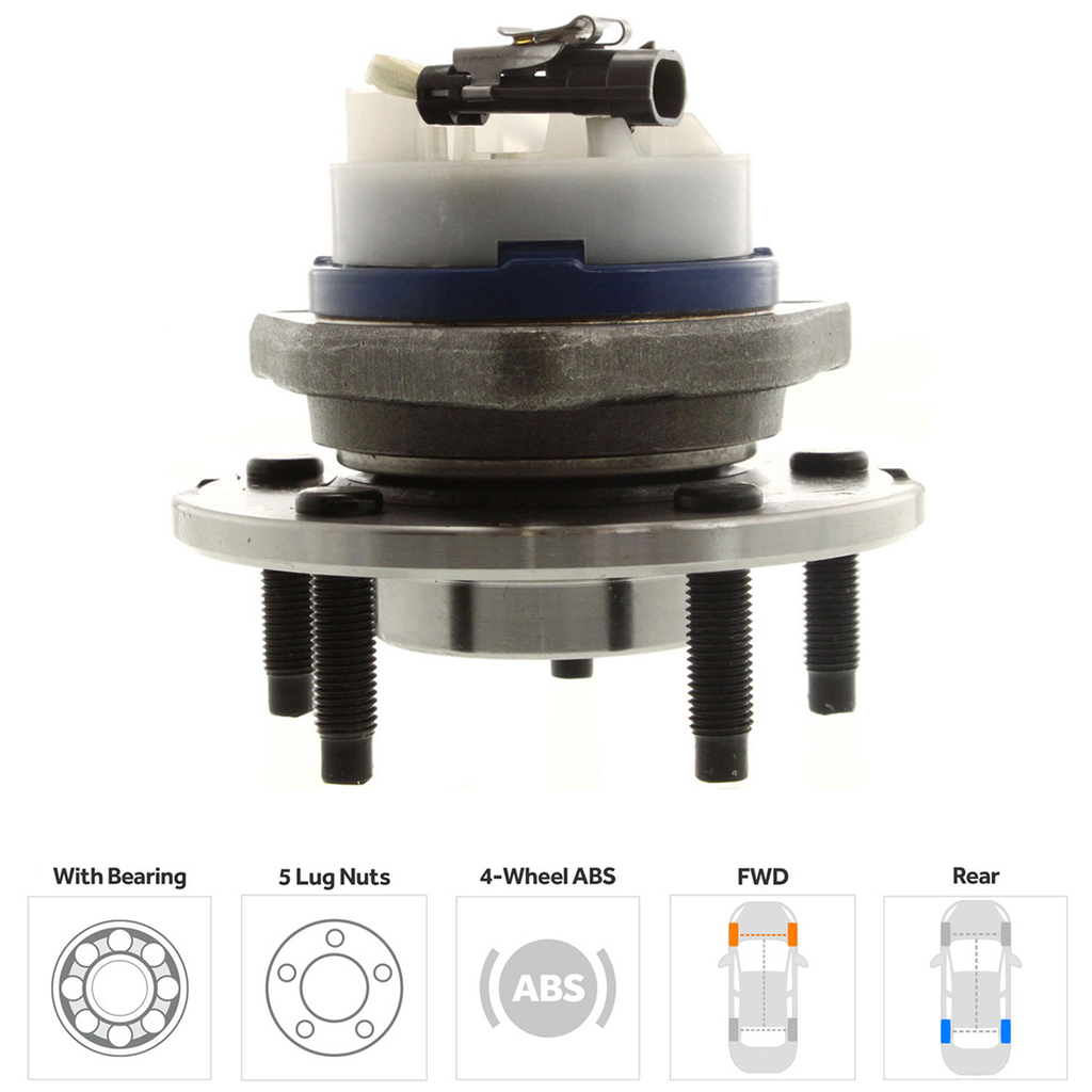 RENDEZVOUS 02-07 REAR HUB ASSEMBLY RH=LH, 5 Studs, FWD, 4-Wheel ABS