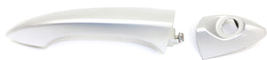 X5 00-06 FRONT EXTERIOR DOOR HANDLE LH, Titan (Painted Silver), With Button Cover, Without Lever, Carrier, and Cable