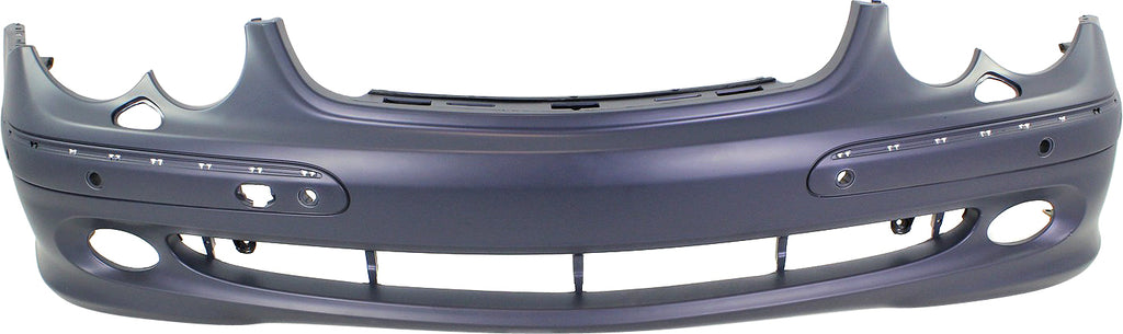 CLK-CLASS 03-05 FRONT BUMPER COVER, Primed, w/o AMG Styling Pkg, w/ Headlight Washer and Parktronic Holes