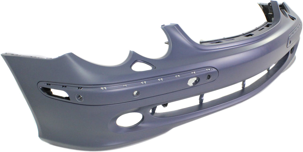 CLK-CLASS 03-05 FRONT BUMPER COVER, Primed, w/o AMG Styling Pkg, w/ Headlight Washer and Parktronic Holes