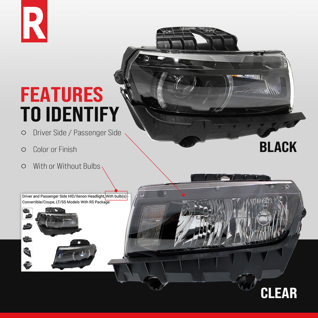 SONIC 12-16 HEAD LAMP RH, Assembly, Halogen, Black Interior, w/ Black Bezel, Hatchback/(Sedan, LTZ w/o Dusk Package)