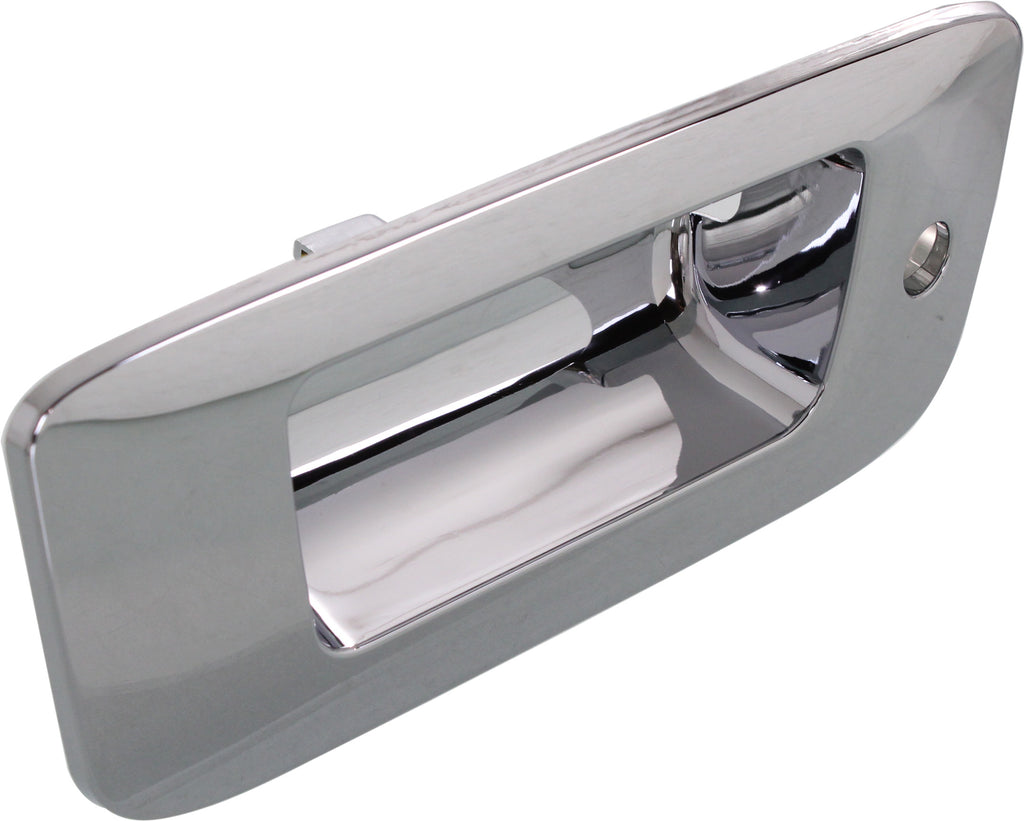 SILVERADO/SIERRA 1500 07-13 / 2500/3500 HD 07-14 TAILGATE HANDLE BEZEL, Outside, All Chrome, w/o Cam, w/ Keyhole, Excludes 2007 Classic