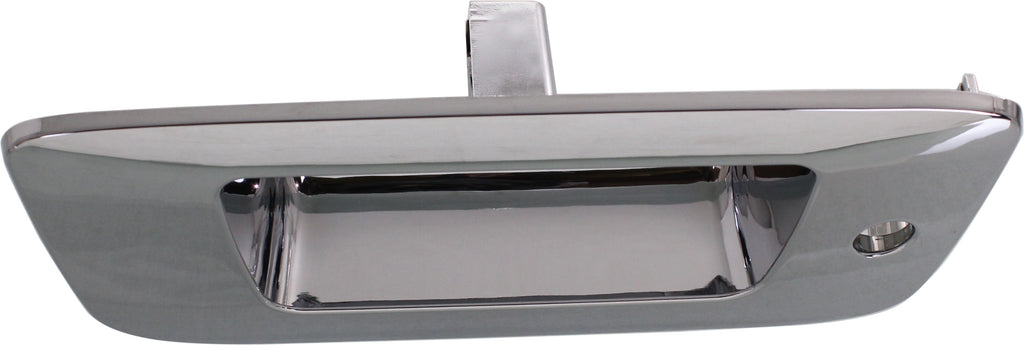 SILVERADO/SIERRA 1500 07-13 / 2500/3500 HD 07-14 TAILGATE HANDLE BEZEL, Outside, All Chrome, w/o Cam, w/ Keyhole, Excludes 2007 Classic