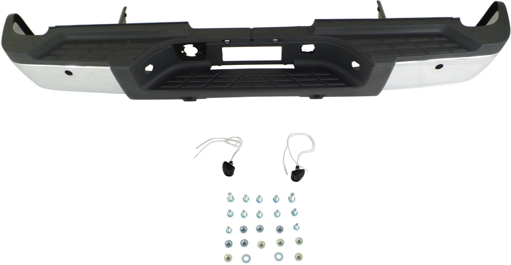 SILVERADO/SIERRA 3500 HD 07-10 STEP BUMPER, FACE BAR AND PAD, w/ Pad Provision, w/o Mounting Bracket, Chrome, w/ Rear Object Sensor Holes, Dual Rear Wheels, Excludes 2007 Classic