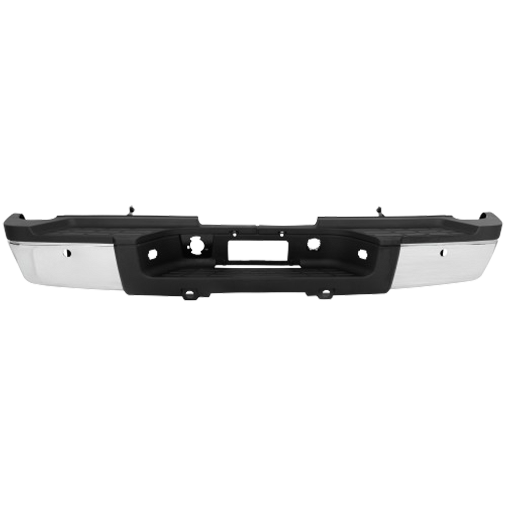 SILVERADO/SIERRA 2500 HD/3500 HD 11-14 STEP BUMPER, FACE BAR AND PAD, w/ Pad Provision, w/o Mounting Bracket, Chrome, w/o Rear Object Sensor Holes, Single Rear Wheels