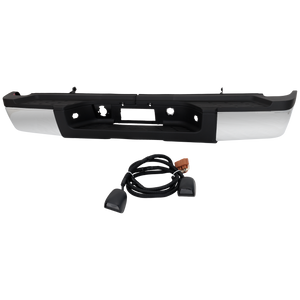 SILVERADO/SIERRA 2500 HD/3500 HD 11-14 STEP BUMPER, FACE BAR AND PAD, w/ Pad Provision, w/o Mounting Bracket, Chrome, w/ Rear Object Sensor Holes, Dual Rear Wheels - CAPA