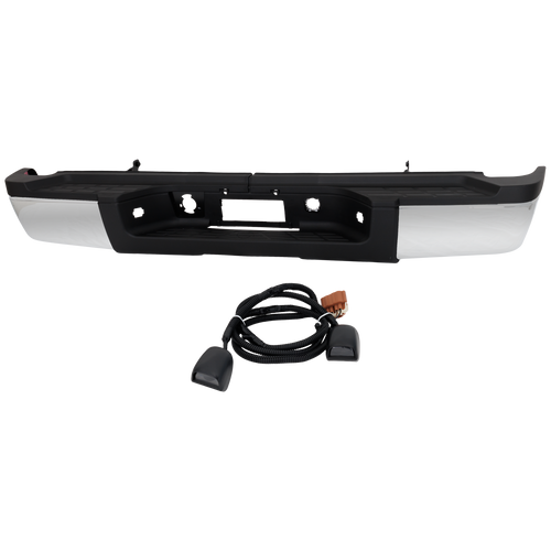 SILVERADO/SIERRA 2500 HD/3500 HD 11-14 STEP BUMPER, FACE BAR AND PAD, w/ Pad Provision, w/o Mounting Bracket, Chrome, w/ Rear Object Sensor Holes, Dual Rear Wheels - CAPA