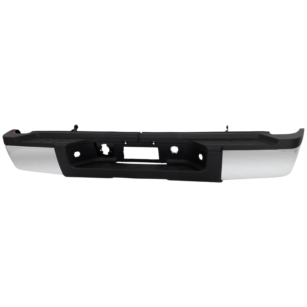 SILVERADO/SIERRA 2500 HD/3500 HD 11-14 STEP BUMPER, FACE BAR AND PAD, w/ Pad Provision, w/o Mounting Bracket, Chrome, w/ Rear Object Sensor Holes, Dual Rear Wheels