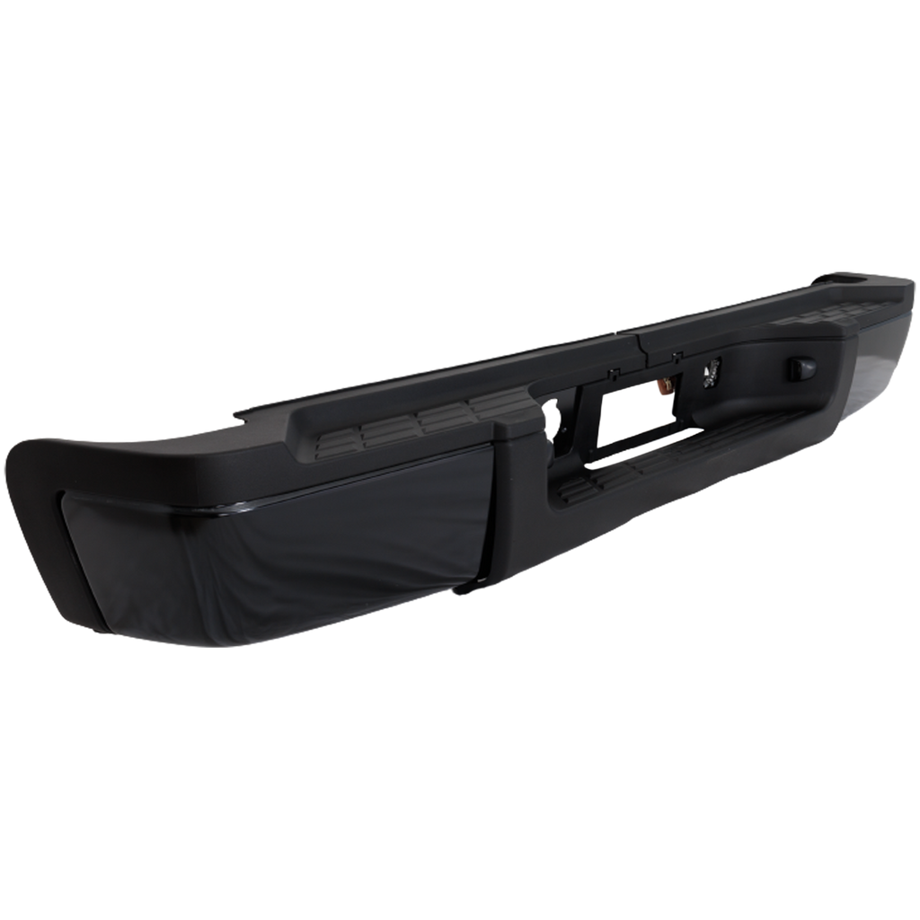 SILVERADO/SIERRA 2500 HD/3500 HD 07-10 STEP BUMPER, FACE BAR AND PAD, w/ Pad Provision, w/o Mounting Bracket, Powdercoated Black, w/o Rear Object Sensor Holes, (3500 HD, Single Rear Wheels), Excludes