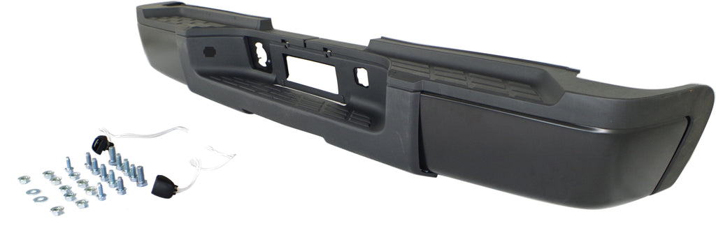 SILVERADO/SIERRA 3500 HD 07-10 STEP BUMPER, FACE BAR AND PAD, w/ Pad Provision, w/o Mounting Bracket, Powdercoated Black, w/o Rear Object Sensor Holes, Dual Rear Wheels, Excludes 2007 Classic