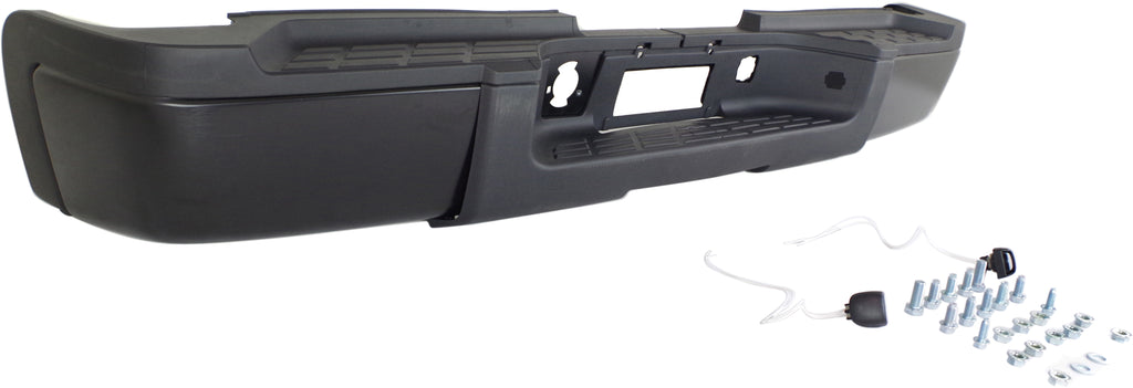 SILVERADO/SIERRA 3500 HD 07-10 STEP BUMPER, FACE BAR AND PAD, w/ Pad Provision, w/o Mounting Bracket, Powdercoated Black, w/o Rear Object Sensor Holes, Dual Rear Wheels, Excludes 2007 Classic