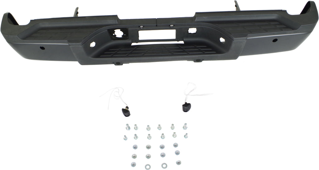 SILVERADO/SIERRA 3500 HD 07-10 STEP BUMPER, FACE BAR AND PAD, w/ Pad Provision, w/o Mounting Bracket, Powdercoated Black, w/ Rear Object Sensor Holes, Dual Rear Wheels, Excludes 2007 Classic