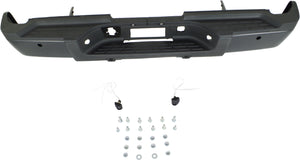 SILVERADO/SIERRA 3500 HD 07-10 STEP BUMPER, FACE BAR AND PAD, w/ Pad Provision, w/o Mounting Bracket, Powdercoated Black, w/ Rear Object Sensor Holes, Dual Rear Wheels, Excludes 2007 Classic