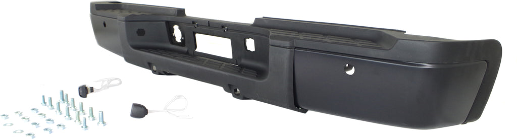 SILVERADO/SIERRA 3500 HD 07-10 STEP BUMPER, FACE BAR AND PAD, w/ Pad Provision, w/o Mounting Bracket, Powdercoated Black, w/ Rear Object Sensor Holes, Dual Rear Wheels, Excludes 2007 Classic