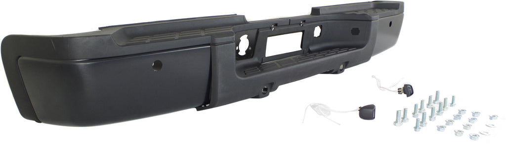 SILVERADO/SIERRA 3500 HD 07-10 STEP BUMPER, FACE BAR AND PAD, w/ Pad Provision, w/o Mounting Bracket, Powdercoated Black, w/ Rear Object Sensor Holes, Dual Rear Wheels, Excludes 2007 Classic