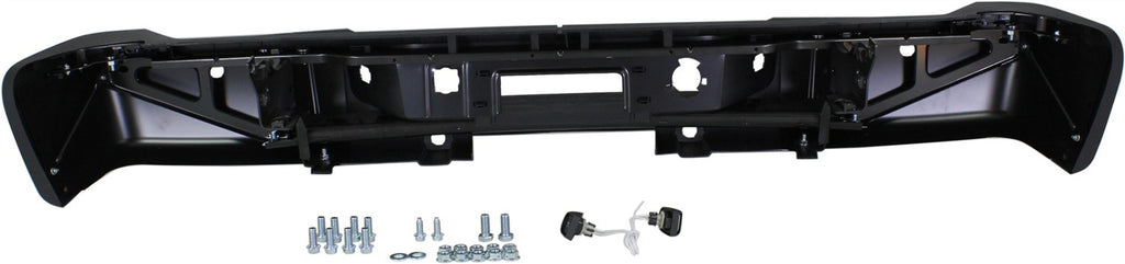 SILVERADO/SIERRA 2500 HD/3500 HD 11-13 STEP BUMPER, FACE BAR AND PAD, w/ Pad Provision, w/o Mounting Bracket, Powdercoated Black, w/ Rear Object Sensor Holes, (3500 HD, Single Rear Wheels)