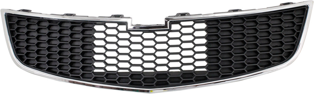 CRUZE 11-14 FRONT BUMPER GRILLE, Plastic, Chrome Shell/Painted Black Insert, Eco Model, 1.4L Eng.