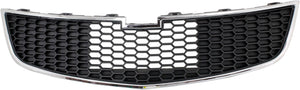 CRUZE 11-14 FRONT BUMPER GRILLE, Plastic, Chrome Shell/Painted Black Insert, Eco Model, 1.4L Eng.
