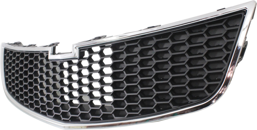 CRUZE 11-14 FRONT BUMPER GRILLE, Plastic, Chrome Shell/Painted Black Insert, Eco Model, 1.4L Eng.