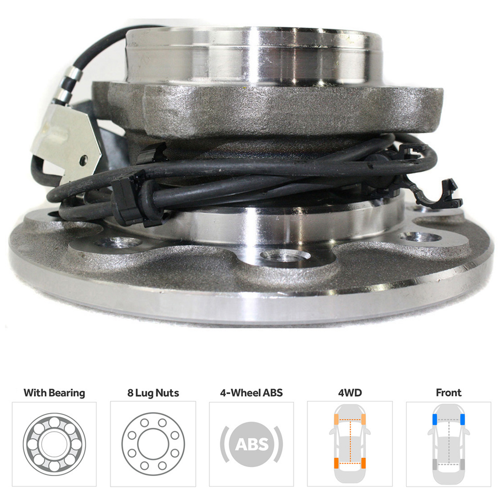 RAM 2500 P/U 98-99 FRONT HUB ASSEMBLY RH, 8 Studs, 4WD, 4-Wheel ABS
