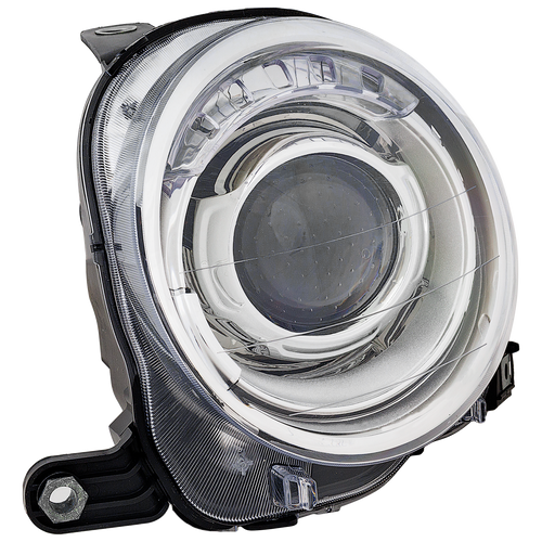 FIAT 500 12-19 PROJECTOR HEAD LAMP LH, Assembly, Halogen, w/o Black Trim, Hatchback - CAPA