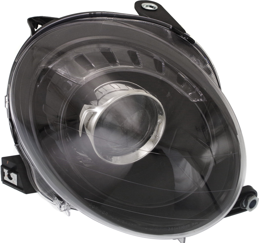 FIAT 500 12-19 PROJECTOR HEAD LAMP RH, Assembly, Halogen, w/ Black Trim, Hatchback