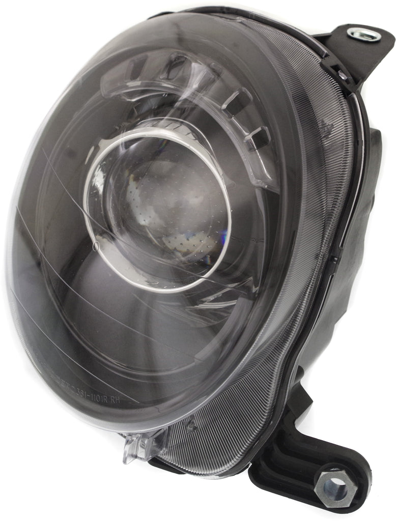 FIAT 500 12-19 PROJECTOR HEAD LAMP RH, Assembly, Halogen, w/ Black Trim, Hatchback