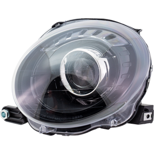 FIAT 500 12-19 PROJECTOR HEAD LAMP LH, Assembly, Halogen, w/ Black Trim, Hatchback - CAPA