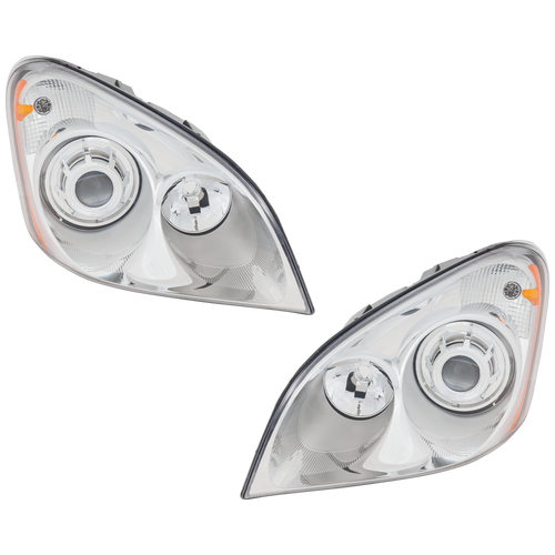 FREIGHTLINER CASCADIA 08-14 PROJECTOR HEAD LAMP RH AND LH, Lens/Housing, Halogen, Chrome Interior