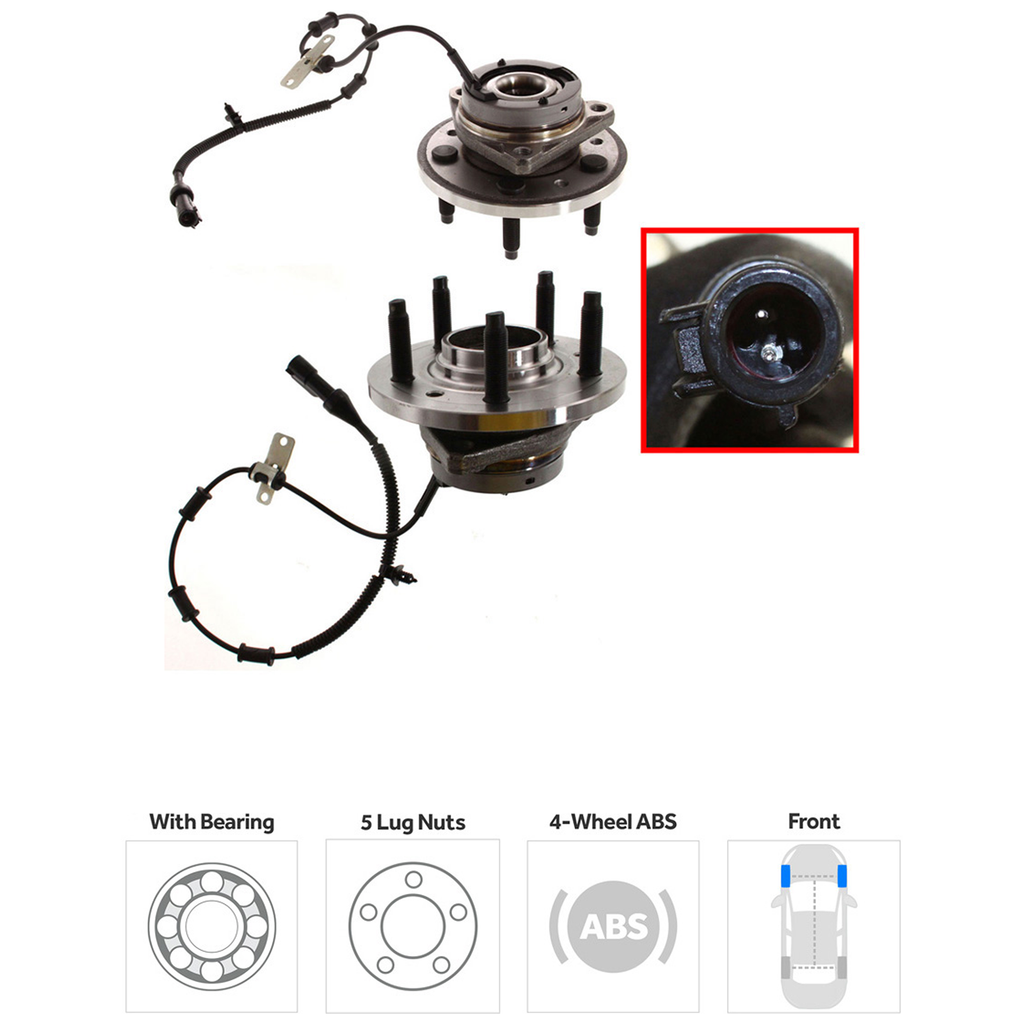 FREESTAR/MONTEREY 04-07 FRONT HUB ASSEMBLY RH, 5 Studs