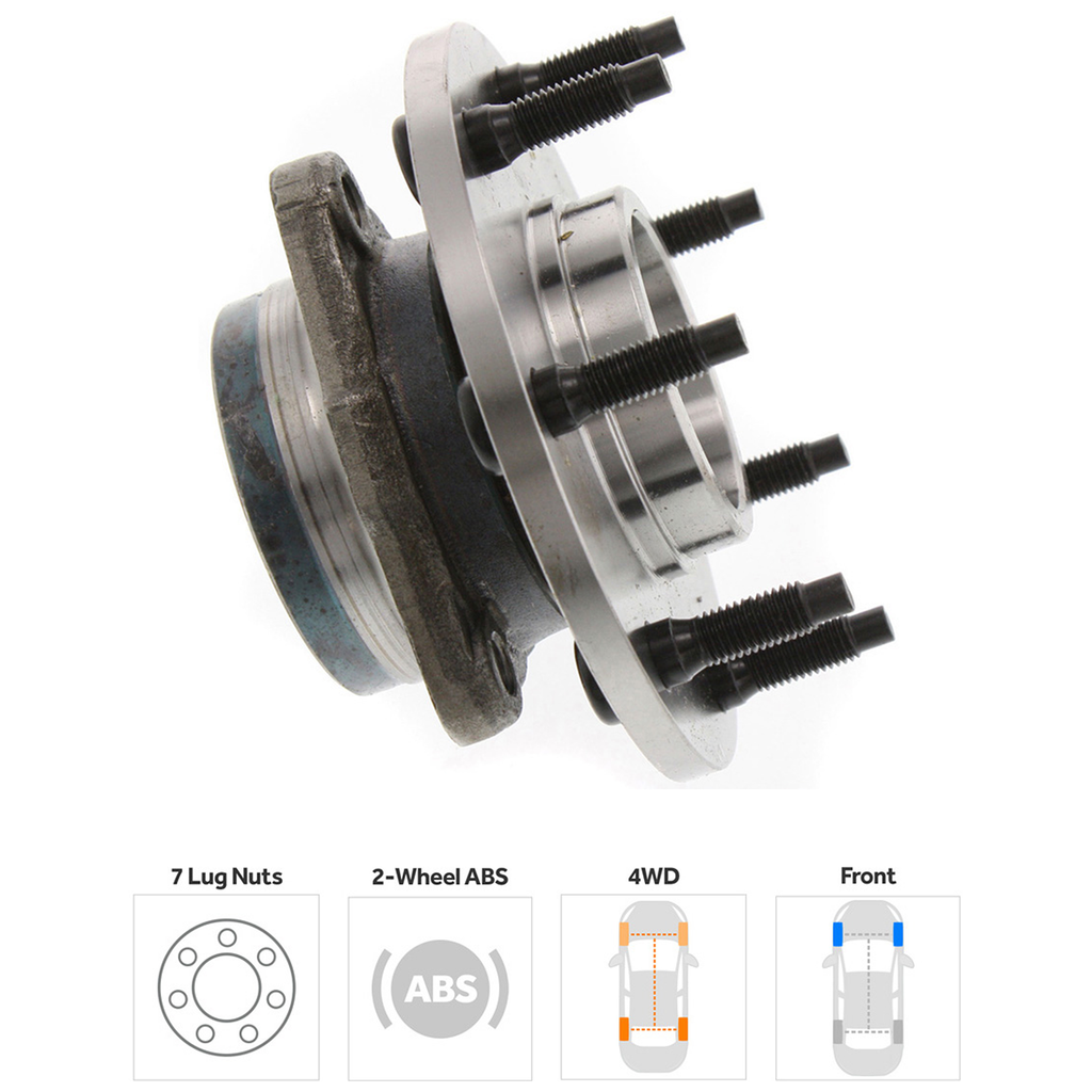 F-SERIES PICKUP 97-03 FRONT HUB ASSEMBLY RH=LH, 7 Studs, Rear Wheel, 2-Wheel ABS