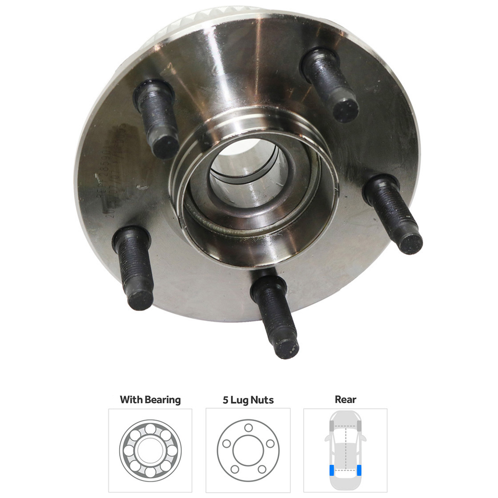 TAURUS/SABLE 93-04 REAR HUB ASSEMBLY RH=LH, 5 Studs, FWD, w/ Rear Disc Brakes