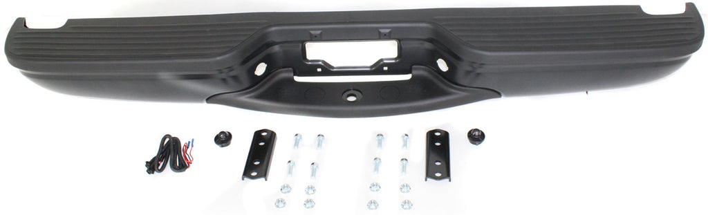 EXCURSION 00-05 STEP BUMPER, FACE BAR AND PAD, w/ Pad Provision, w/ Mounting Bracket, Powdercoated Black, w/o Rear Object Sensor Holes