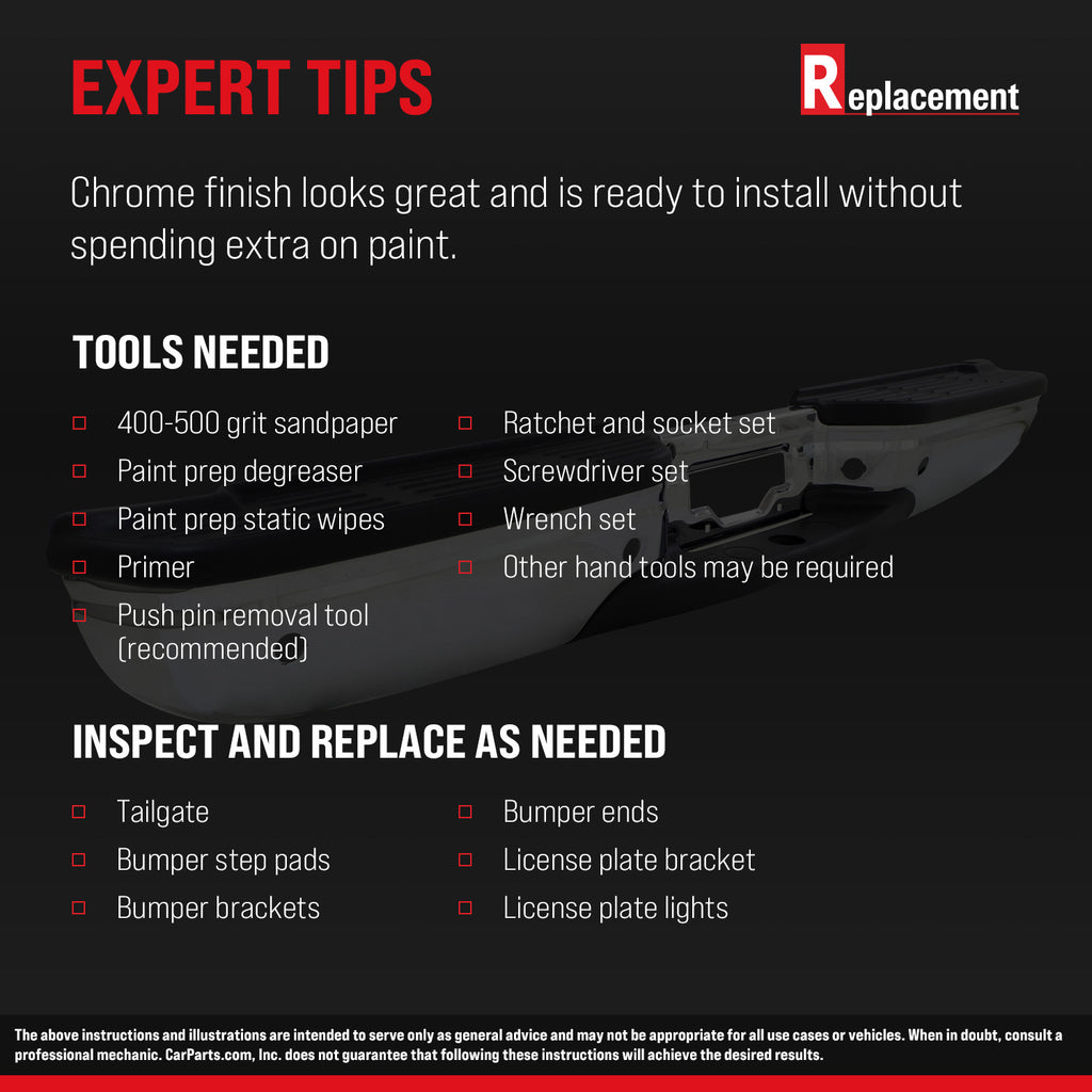 EXCURSION 00-05 STEP BUMPER, FACE BAR ONLY, w/o Pad and Pad Provision, w/o Mounting Bracket, Chrome, w/ Rear Object Sensor Hole