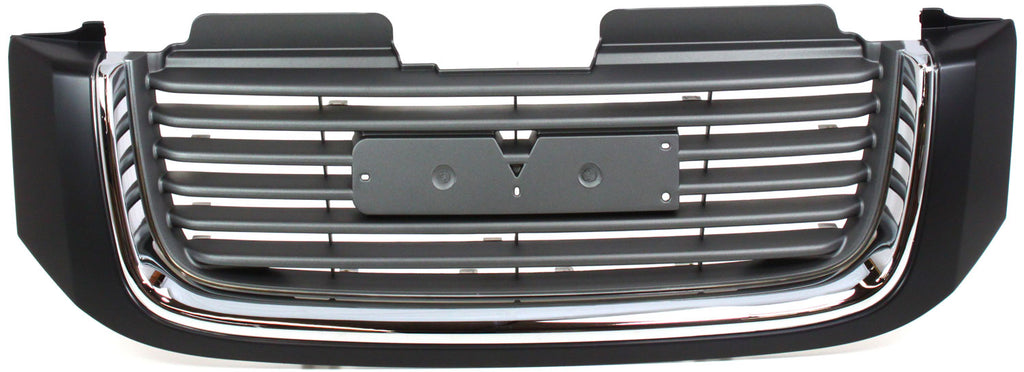 ENVOY 02-09 GRILLE, Painted Black Shell/Chrome Insert, Horizontal Bar Insert, w/ Chrome Insert Opening, w/o Washer Hole