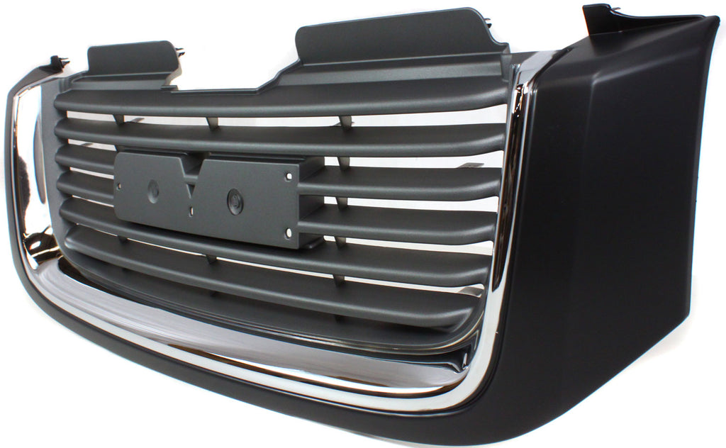 ENVOY 02-09 GRILLE, Painted Black Shell/Chrome Insert, Horizontal Bar Insert, w/ Chrome Insert Opening, w/o Washer Hole