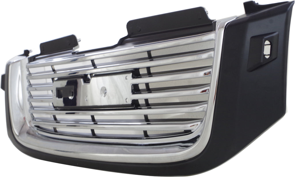 ENVOY 02-09 GRILLE, Painted Black Shell/Chrome Insert, Horizontal Bar Insert, w/ Chrome Insert Opening, w/ Washer Hole