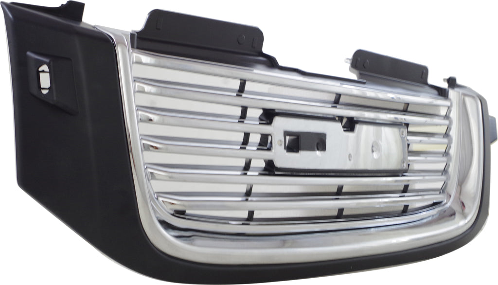 ENVOY 02-09 GRILLE, Painted Black Shell/Chrome Insert, Horizontal Bar Insert, w/ Chrome Insert Opening, w/ Washer Hole