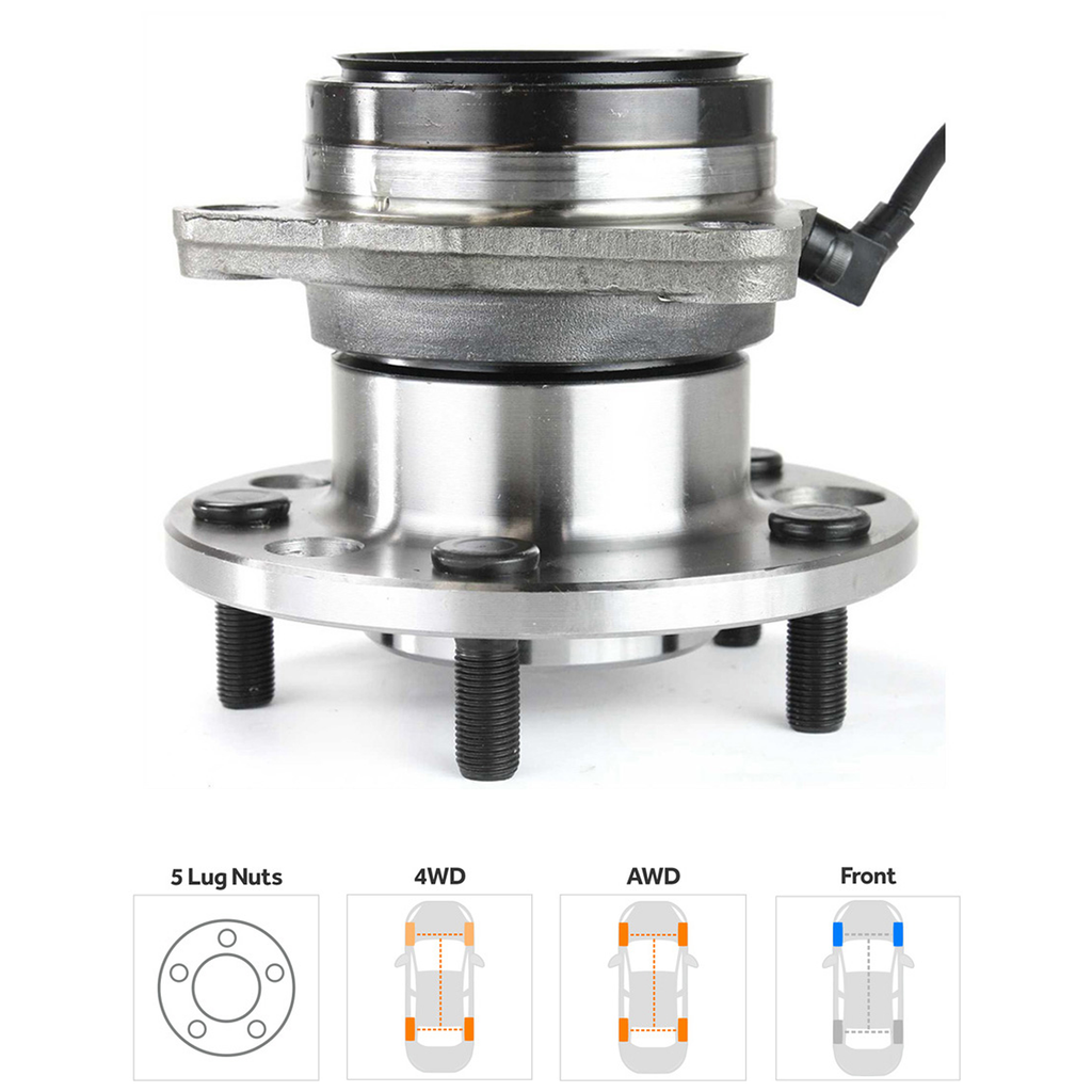 SAFARI 95-02 FRONT HUB ASSEMBLY RH=LH, 5 Studs, 5 x 127 mm PCD Bolt Pattern, 3-Bolt Modified Triangular