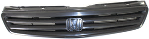 CIVIC 99-00 GRILLE, Painted Black Shell and Insert, (Exc. Si Model), Coupe/Hatchback, USA Built